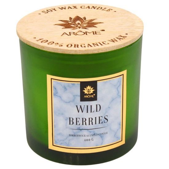 ARÔME Svíčka 400 g s dřevěným knotem a víčkem, Wild Berries
