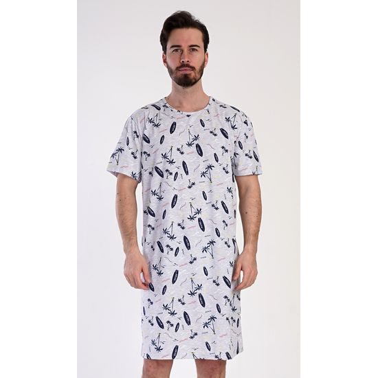 Pánská noční košile s krátkým rukávem Surfing - šedá
