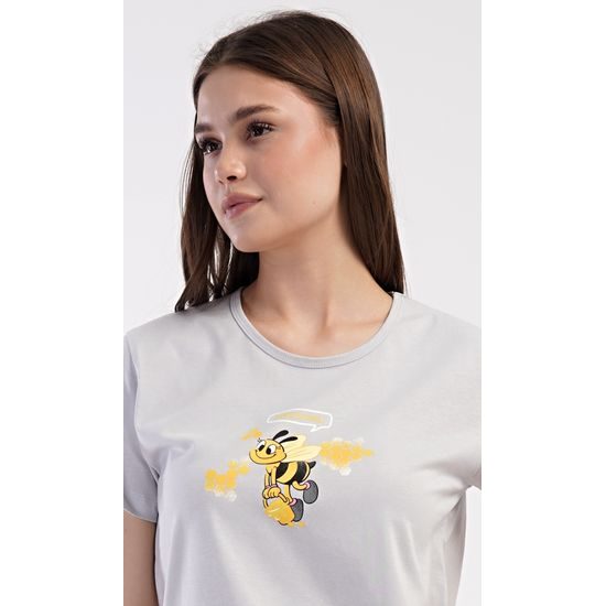 Dámské pyžamo šortky Včelky - šedá