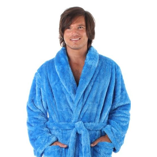 Pánský dlouhý hřejivý župan se šálovým límcem LILLY a JACK EXTRA světle modrá