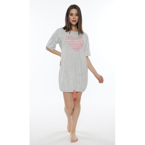Dámské domácí šaty s krátkým rukávem Srdce - světle šedá