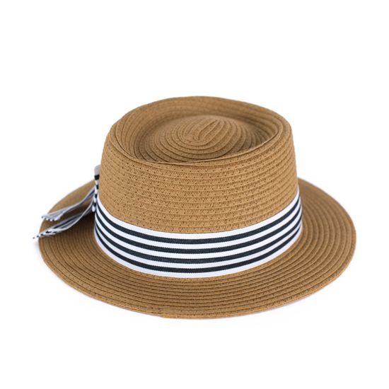 Klobouk s pruhovanou mašlí