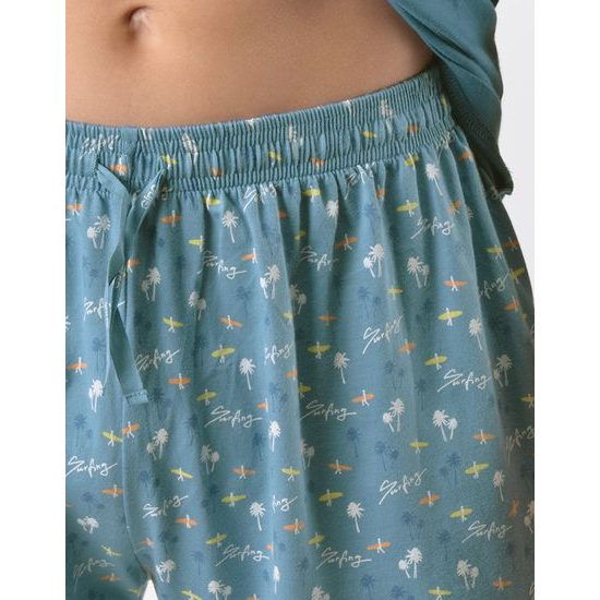 Pánské pyžamo krátké, šité, s potiskem 79190 - měsíc dunaj