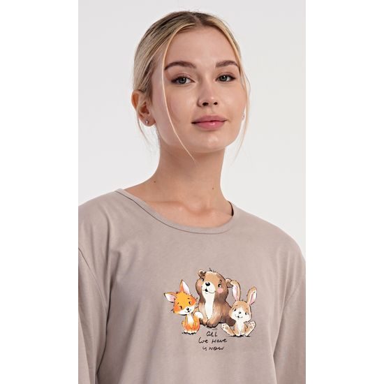 Dámské pyžamo dlouhé Olivia - bílá káva