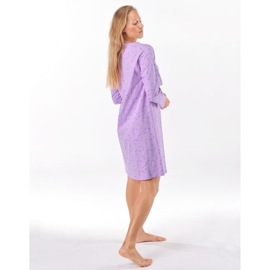 Dámská košilka noční dlouhý rukáv, šité, s potiskem 19175 - sacharóza levandulová