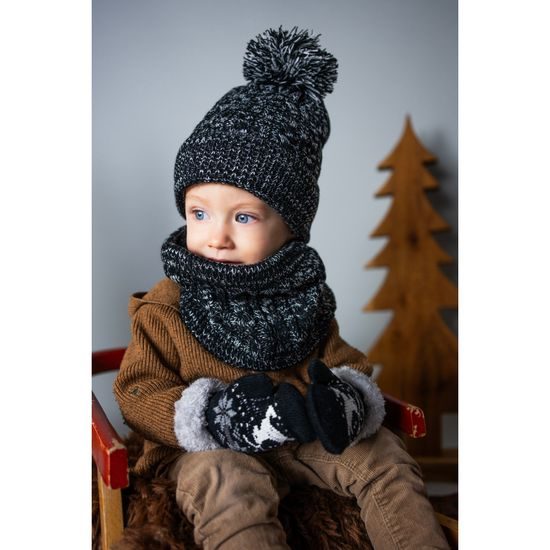 Čepice, nákrčník - černobílá