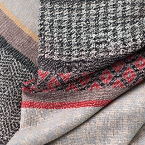 Zimní vzorovaný šál - tmavě šedý