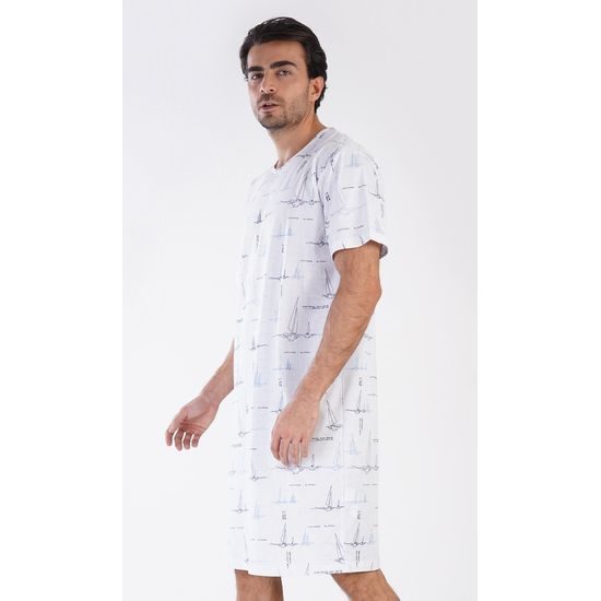 Pánská noční košile s krátkým rukávem Plachetnice - bílá