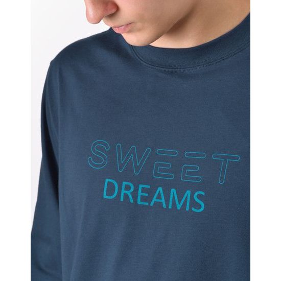 Pánské pyžamo dlouhé, šité, s potiskem 79205 - lékořice měsíc