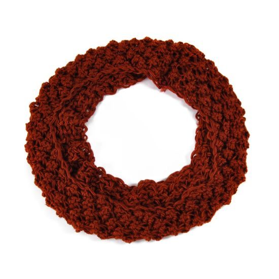 Háčkovaný kruhový šál - kaštanový