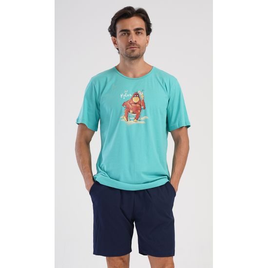 Pánské pyžamo šortky Relax - tyrkysová