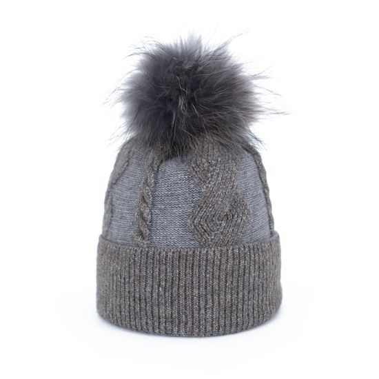 Čepice s fluffy bambulí modrá