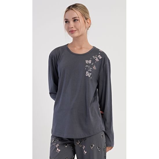 Dámské pyžamo dlouhé Lucia - tmavě šedá