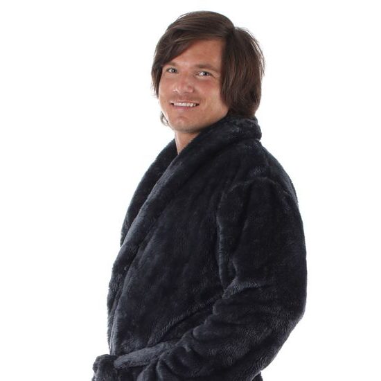 Pánský dlouhý hřejivý župan se šálovým límcem LILLY a JACK EXTRA antracitová