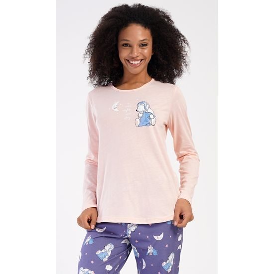 Dámské pyžamo dlouhé Good night - světle lososová