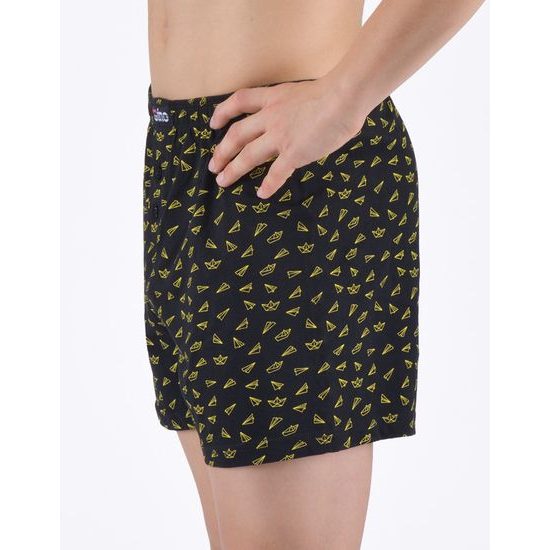 Dětské trenky volné chlapecké, šité, s potiskem - černá petrolejová