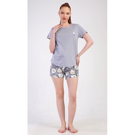 Dámské pyžamo šortky Ovečky - šedá