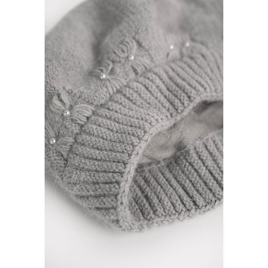 Teplý angorský baret - světlešedý