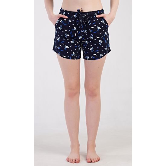Dámské pyžamové šortky Listy - tmavě modrá