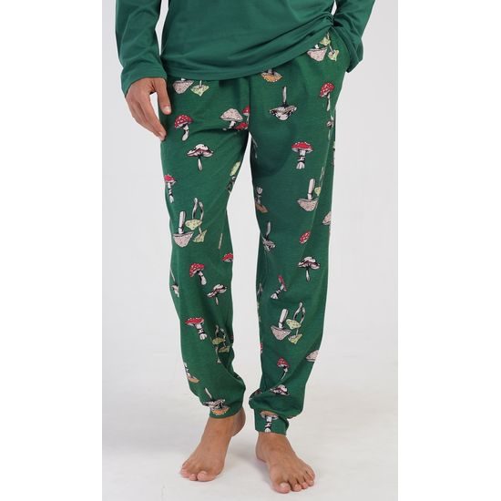 Pánské pyžamo dlouhé Muchomůrky - tmavě zelená