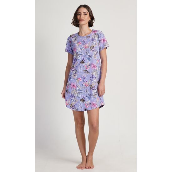 Dámská noční košile s krátkým rukávem Alžběta - modrošedá
