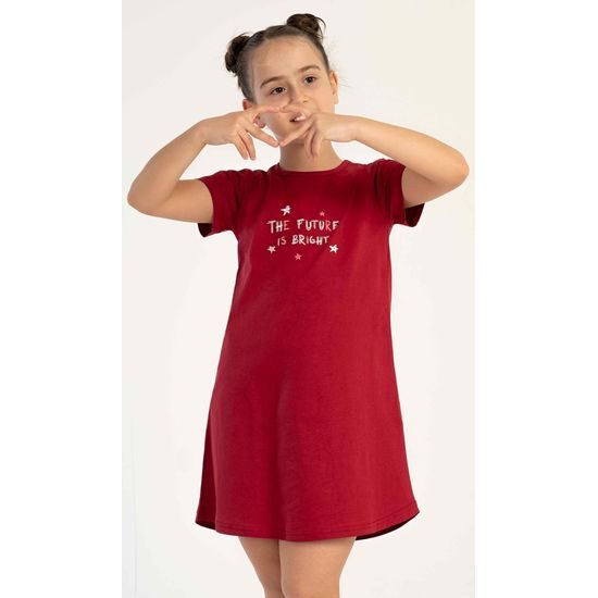 Dětská noční košile s krátkým rukávem Hvězdičky - vínová