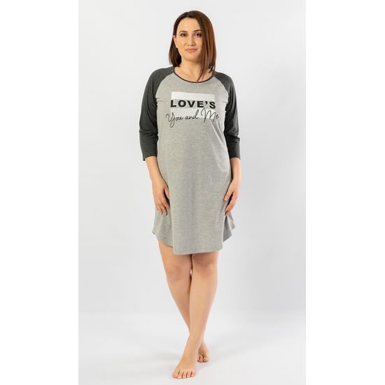 Dámská noční košile s tříčtvrtečním rukávem You and me - tmavě šedá
