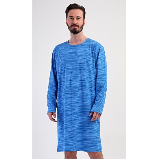 Pánská noční košile s dlouhým rukávem Sebastian - modrá