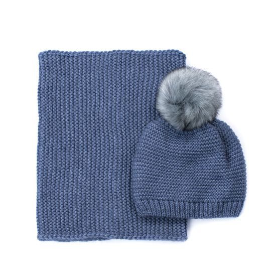 Čepice s bambulí a tunel - světlemodrá