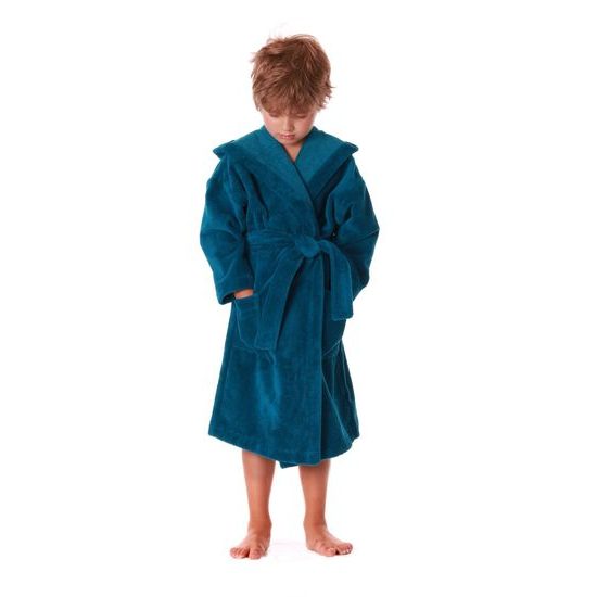 Dětský dlouhý savý župan s kapucí TAMPA petrolejová