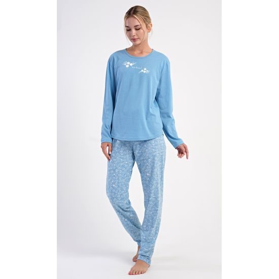 Dámské pyžamo dlouhé Natural life - modrošedá