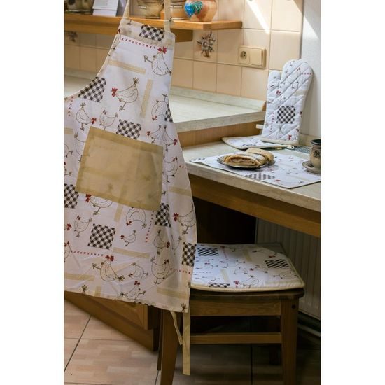 Kuchyňská chňapka s magnetem 18*32 cm, slepičky bílé