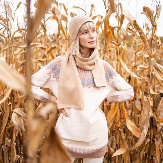 Zimní sada modrá čepice a šála