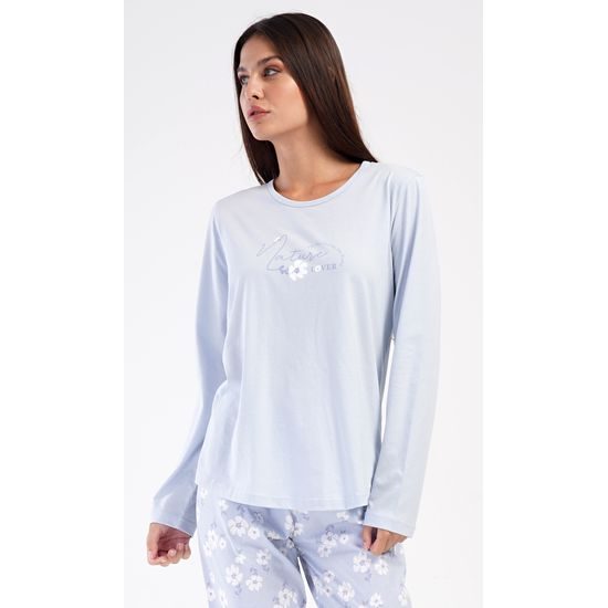 Dámské pyžamo dlouhé Nature lover - světle modrá