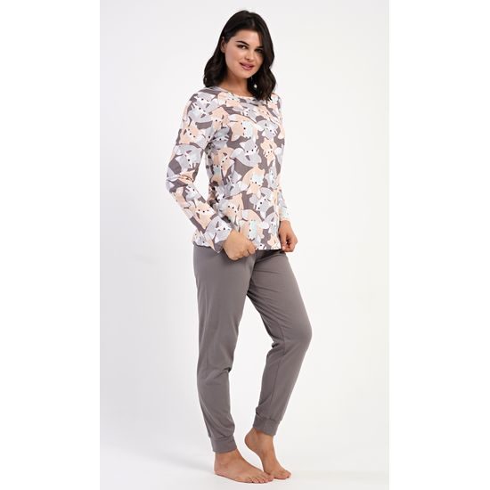 Dámské pyžamo dlouhé Kamarádi z lesa - šedá