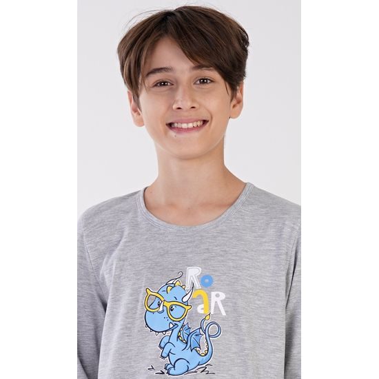 Dětské pyžamo dlouhé Dinosaurus - šedá
