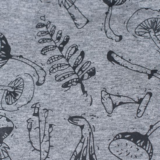 Dětská čepice s houbami šedá