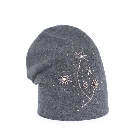 Čepice s korálky šedá