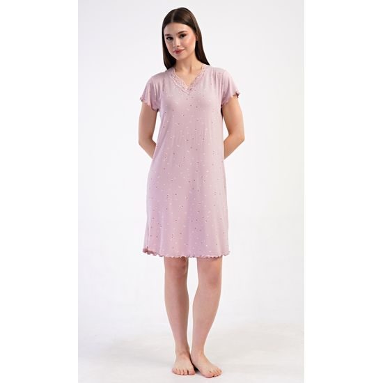 Dámská noční košile s krátkým rukávem Isabela - starorůžová