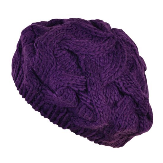 Pletený baret fialový