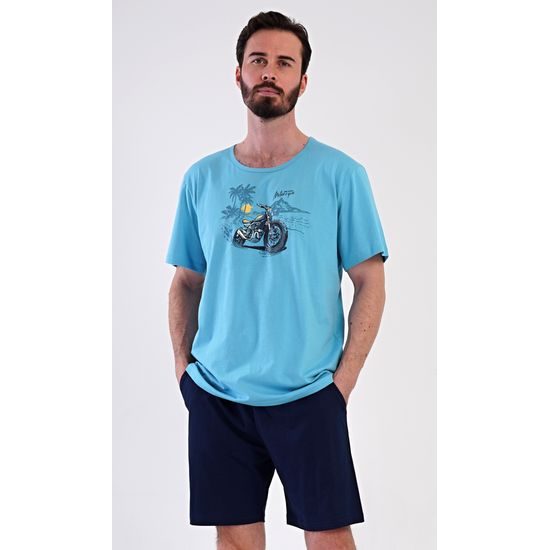 Pánské pyžamo šortky Pavel - tmavě tyrkysová