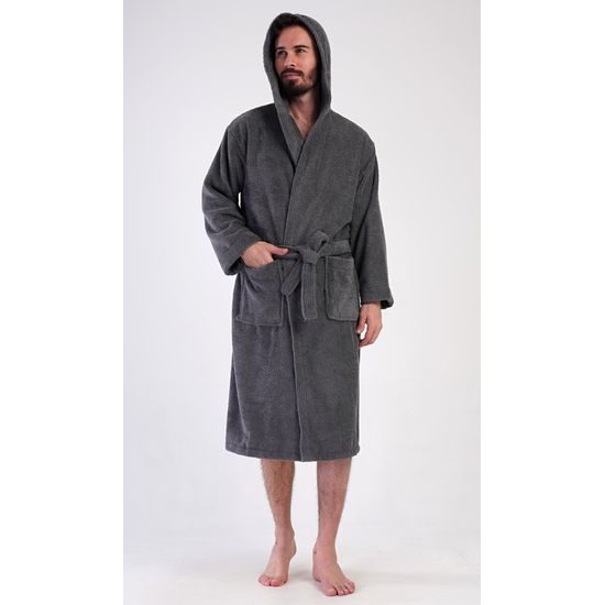 Pánský župan s kapucí Alex - tmavě šedá