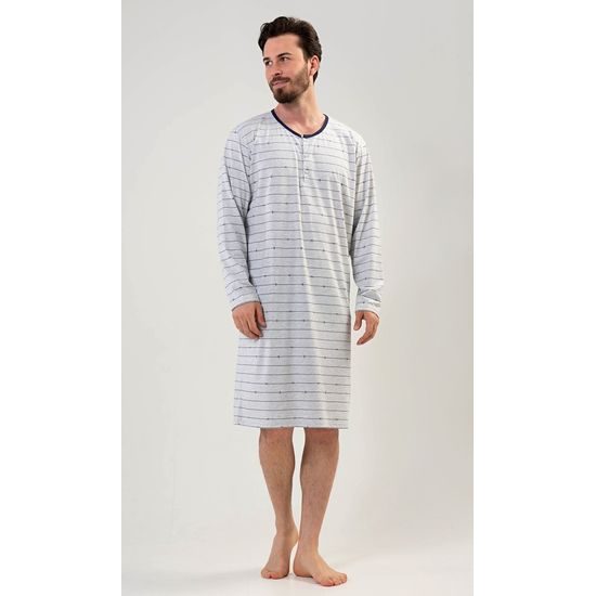 Pánská noční košile s dlouhým rukávem Filip - šedá