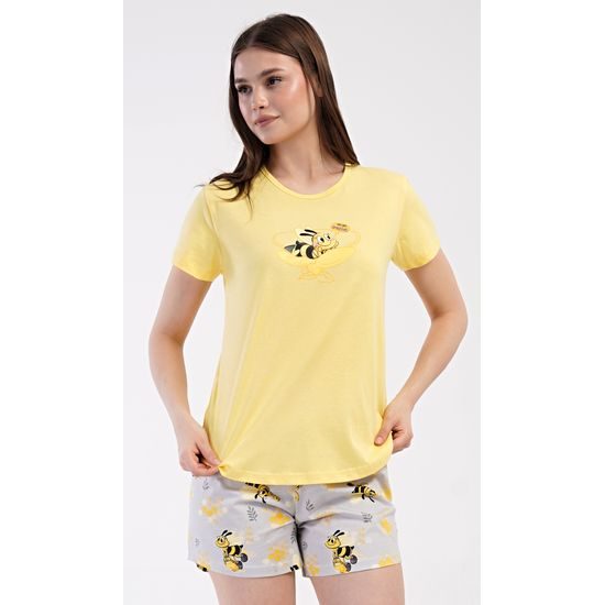 Dámské pyžamo šortky Včelka - žlutá