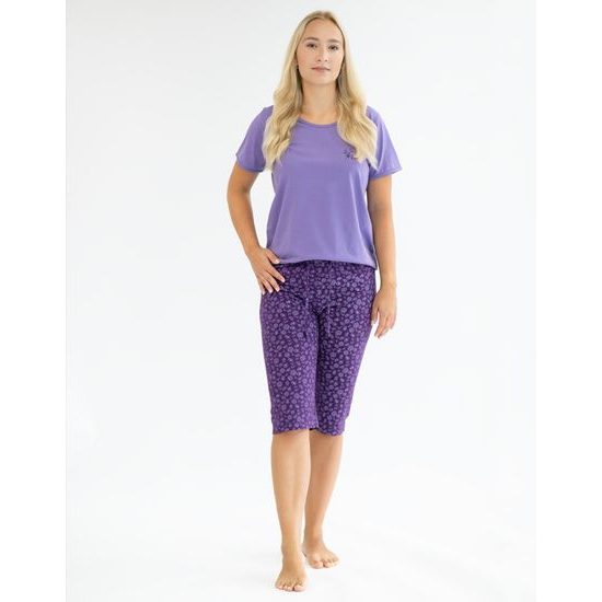 Dámské pyžamo 3/4 s potiskem 19150P - hyacintová švestková