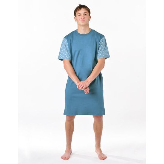 Pánská košile noční krátký rukáv, šité, s potiskem 79202 - měsíc dunaj