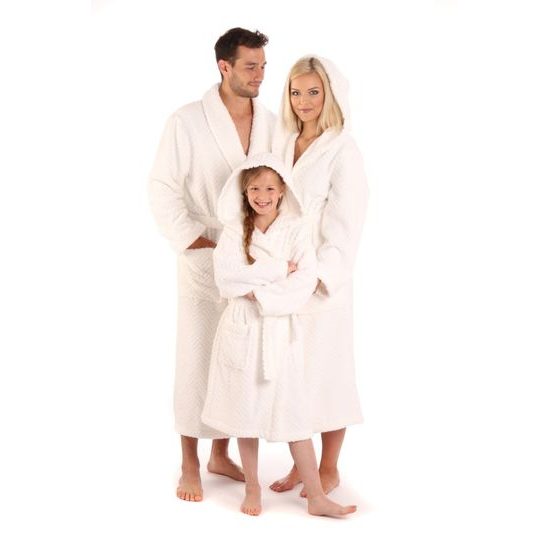 Unisex dlouhý župan s kapucí ATHENA bílá