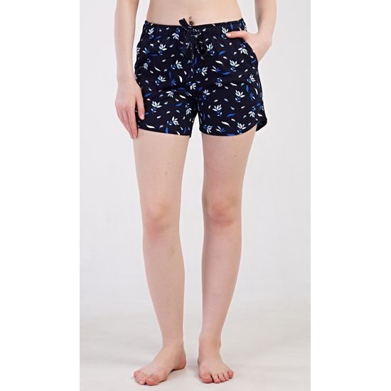 Dámské pyžamové šortky Listy - tmavě modrá