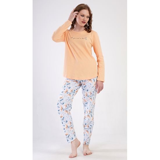 Dámské pyžamo dlouhé Karolína - meruňková