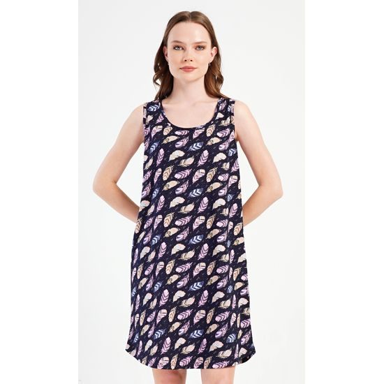 Dámská noční košile na ramínka Peříčka - tmavě modrá